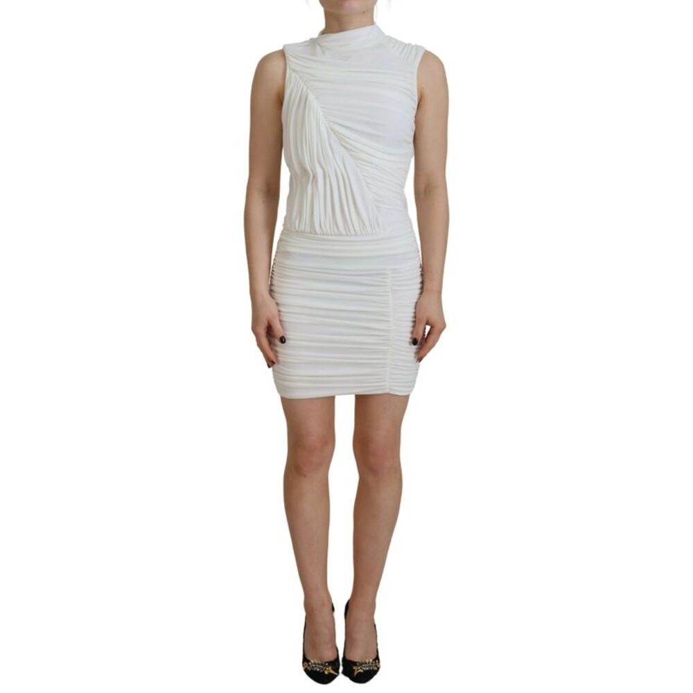 Dsquared² White Viscose Sleeveless Bodycon Mini Women's Dress